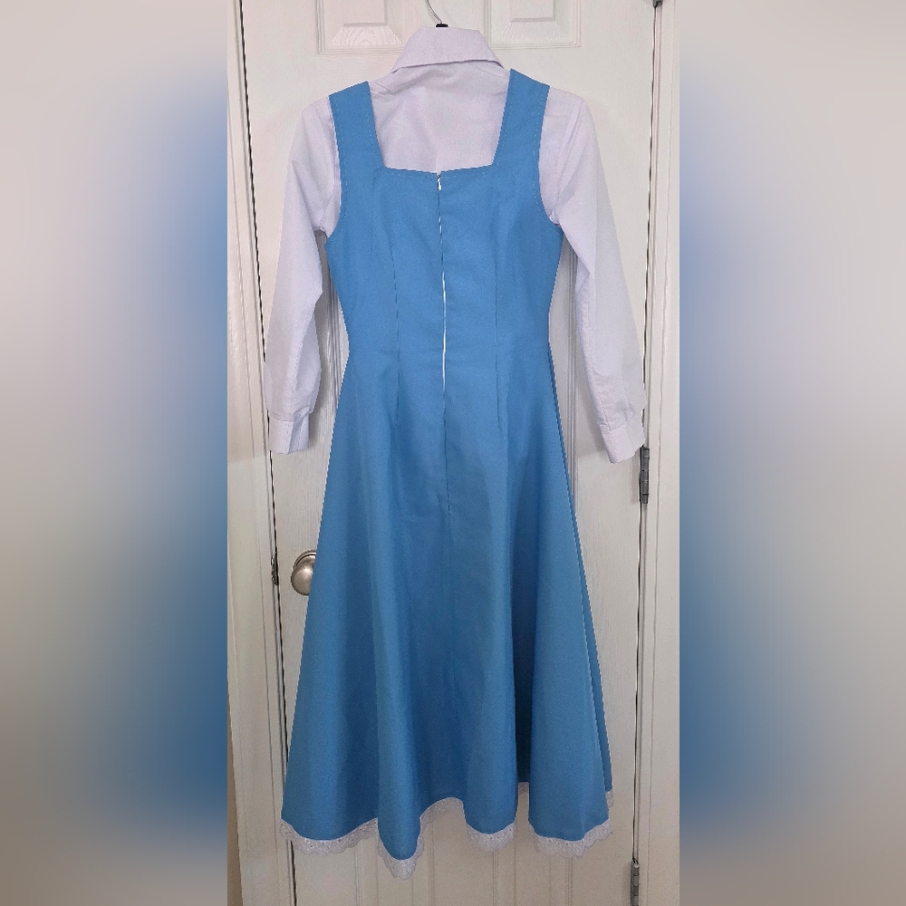 Handmade Blue and White Girls' Classic Belle-Style Costume Dress - Picture 2 of 7